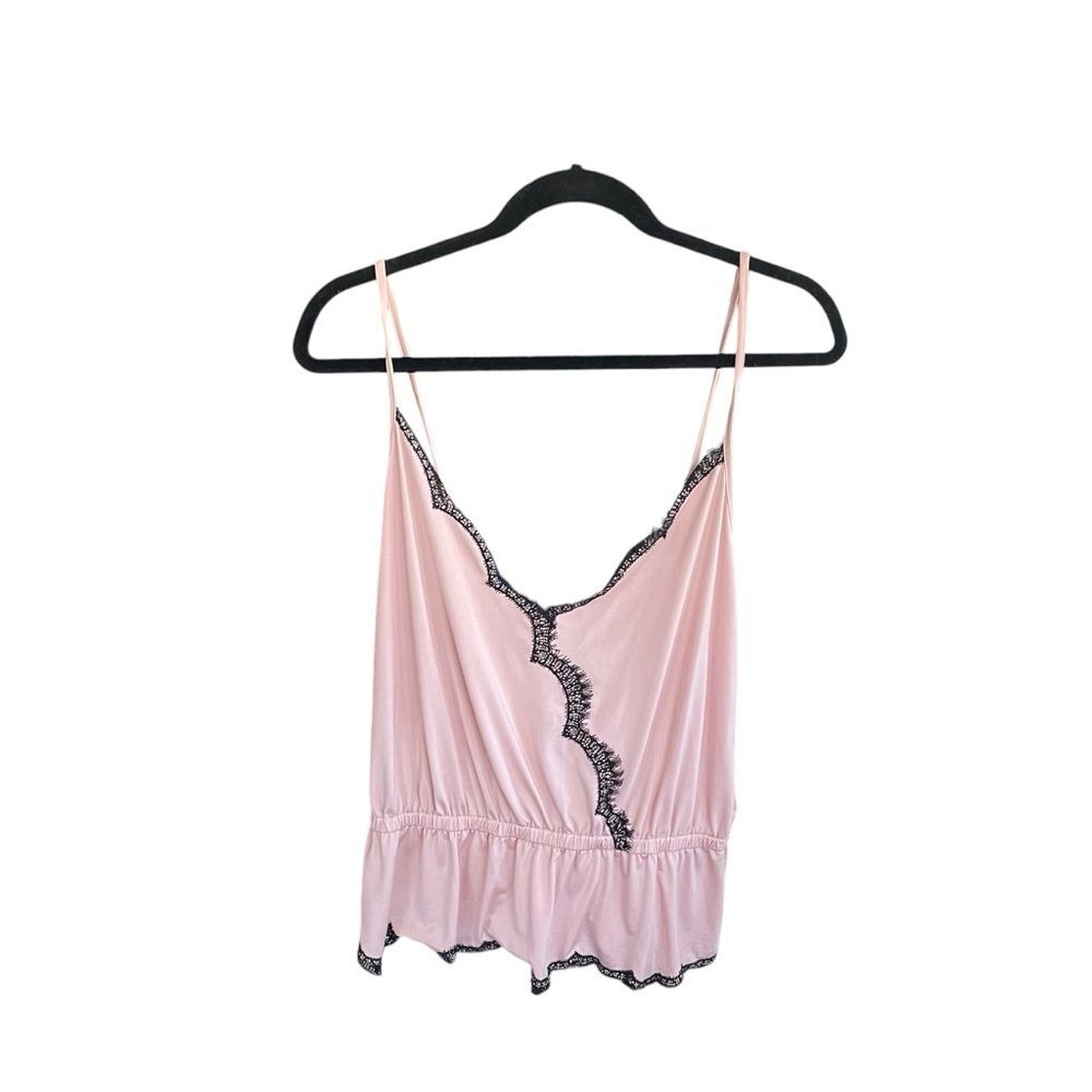 Adore Me Pink Black Lace Sleep Tank Top Lingerie Camisole Women's Size Large